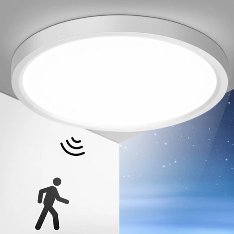 Lot de 2 Plafonnier LED avec détecteur de mouvement radar 30W, lampe plafond ronde Ø30cm 2400 lm, lumière neutre 4000K (1/5)