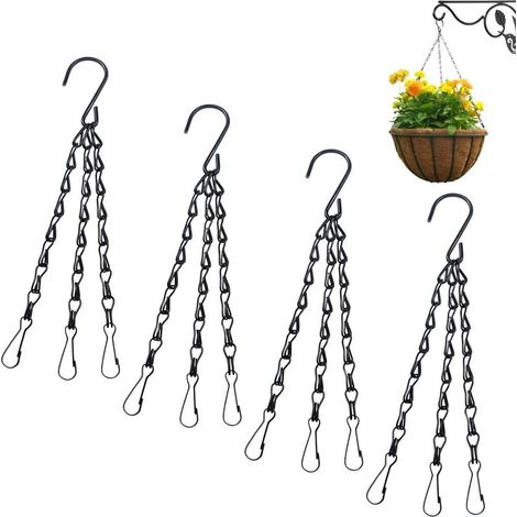 Lot de 4 chaînes suspendues pour pots de fleurs, cages à oiseaux, photophores - 3 litres - Noir (1/5)