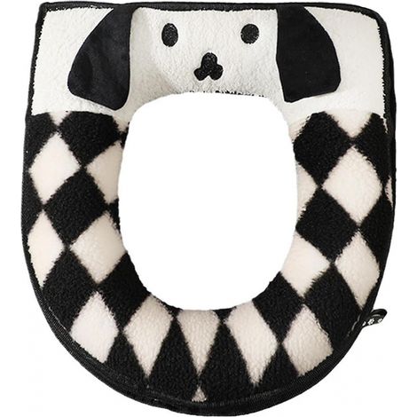 BEBUSINGOTO Asiento de inodoro grueso con diseño de perro de dibujos animados, asiento de inodoro universal de felpa gruesa, anillo de inodoro, tapa de inodoro (1/5)