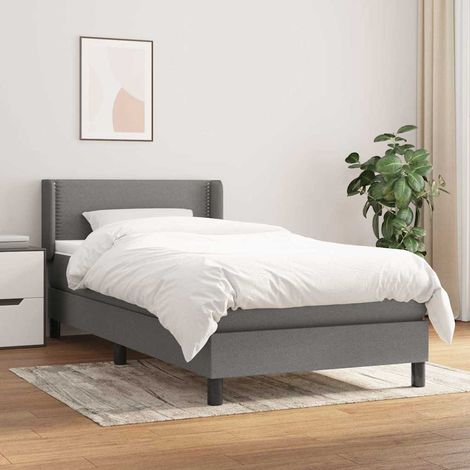 Cama box spring con colchón tela gris oscuro 80x200 cm (1/5)