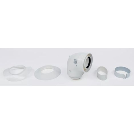 Atlantic – Coude ventouse 80/125 mm 90° – Raccord fumisterie en polypropylène – Évacuation fumées et amenée air pour PAC et chaudières