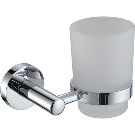 Showerdrape Modernity Chrome Stainless Steel & Frosted Glass Wall Mounted Toothbrush Holder