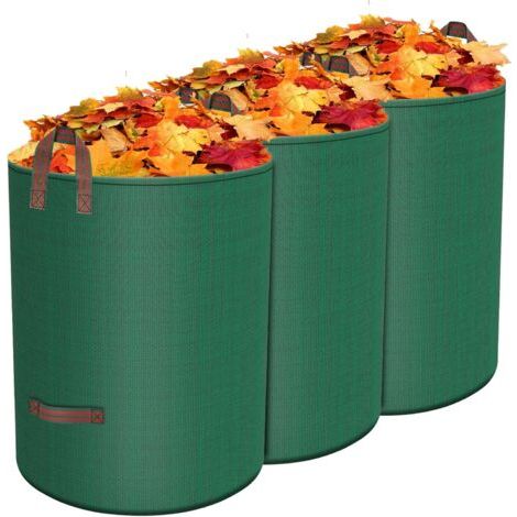 Sacs de Jardin 3 x 500L, Sac de Jardin en Polypropylène Extrêmement Robuste (PP),Sac Déchets Verts, Big Bag avec Poignées, Étanche, Pliable et Réutilisable, Pour la cour, piscine, jardin (3x 500L) (1/5)