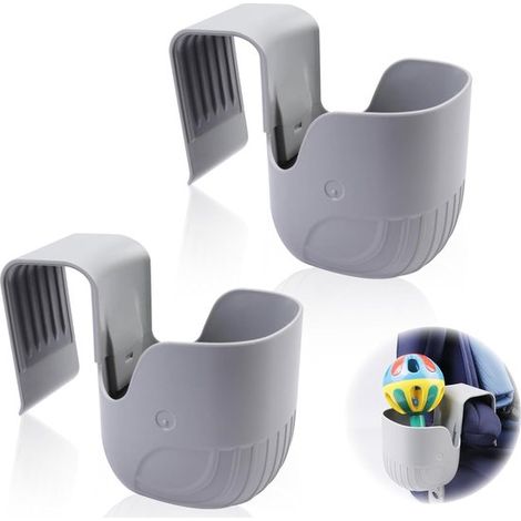 Portavasos，2 piezas，portabotellas para asiento de coche，portavasos universal para sillas de ruedas，gris (1/5)