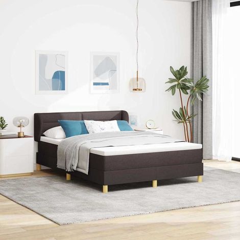 vidaXL Cama tipo Box Spring Marrón Oscuro 160 x 200 cm tela (1/5)