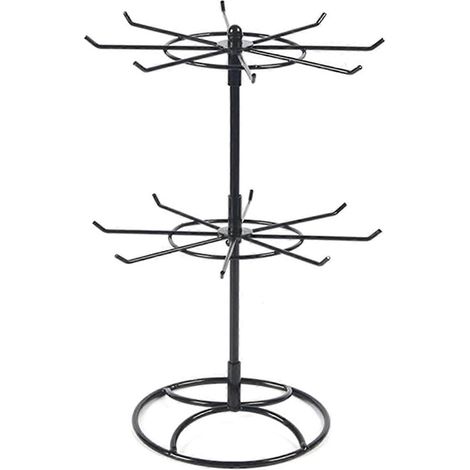 Présentoir à bijoux rotatif à 2 niveaux, rond, en métal, pour colliers, boucles d'oreilles, bagues, bracelets et montres. (1/5)