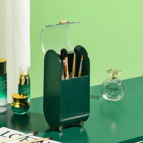 Boîte De Rangement Pour Pinceaux À Maquillage - Transparente Anti-poussière - Pour Rouge À Lèvres Et Crayons - 1 Pièce (1/5)