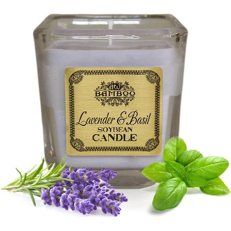 Bougies en pot de soja - Lavande et basilic- Vendu par 1 (1/4)