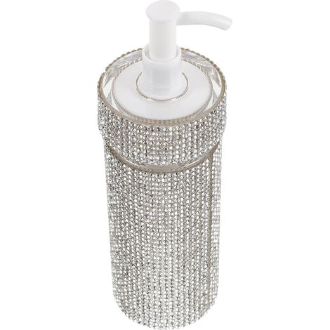 Sparkling White Diamond Design Bottle in Plastic and Crystal Glass with Pump, 81ml, Compact, Portable and Leakproof, for Travel and Holidays (1/5)