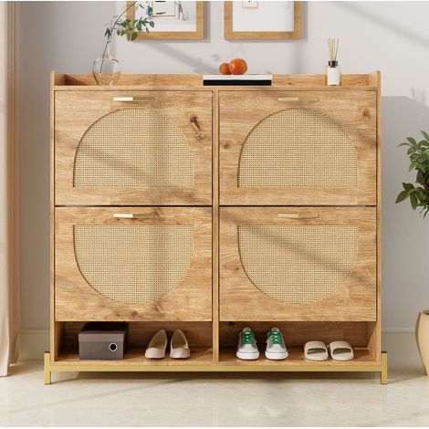 meuble rangement chaussures compact 108 cm bois entree OKMYHOME (1/5)