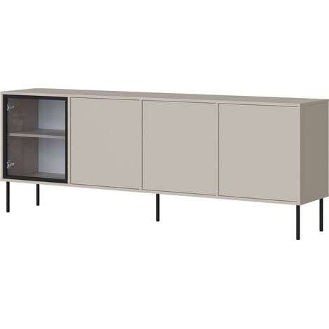 Aparador Merevai 102, Cachemira, 75x201cm, Número de puertas: 040cm, Vidrio, Aglomerado laminado