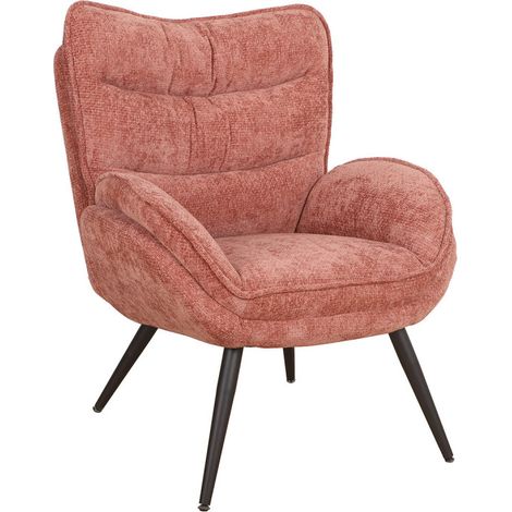 Fauteuil bas Tiago tissu terracotta pieds métal Takasit (1/2)