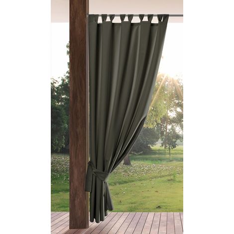 Rideau Extérieur avec Onglet en Haut - 1 pc. Rideau Imperméable, Coupe-Vent, Rideau pour Pergola, Gazebo, Terrasse, Pavillon, 155x220 cm, Graphite (1/5)
