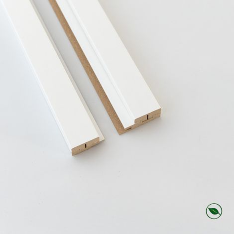 Kit profilé de finition panneaux tasseaux MDF Blanc peint sur fond Blanc 2770 x 71 x 20 mm PEFC 70%