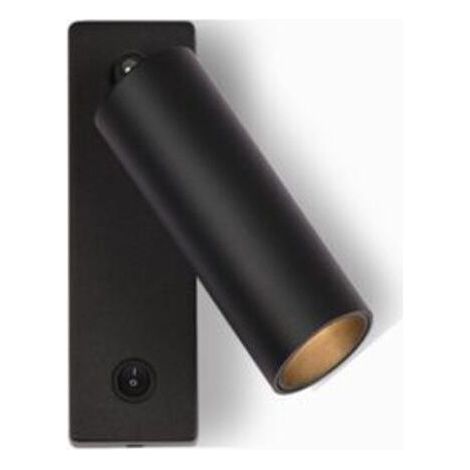AMXCNOY 3W spot LED à lumière chaude 3000K pour chevet, montage en saillie, sans trou de passage, projecteur orientable, applique murale pour hôtel, lecture, couloir, bar ou maison, couleur noire (1/5)