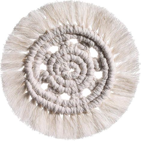 Napperon rond en coton tressé à la main, tapis de tasse résistant à la chaleur et antidérapant – Décoration boho pour café, bière, boisson, lavable–DELKEVIC (1/5)