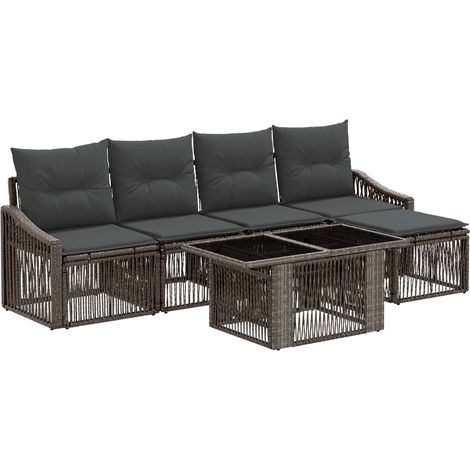 Conjunto de sofás de jardín 6 uds. Gris y Gris Oscuro vidaXL (1/5)