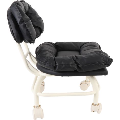 Tabouret bas universel à roulettes, mini tabouret pivotant noir, idéal pour la maison, le salon ou le garage. (1/5)
