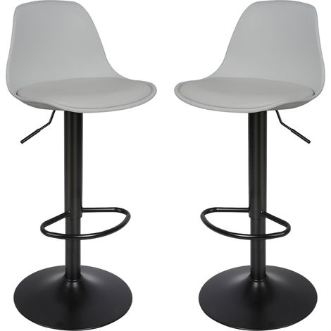 Haloyo Set di 2 sgabelli da bar in ecopelle regolabili in altezza, grigio chiaro (1/5)