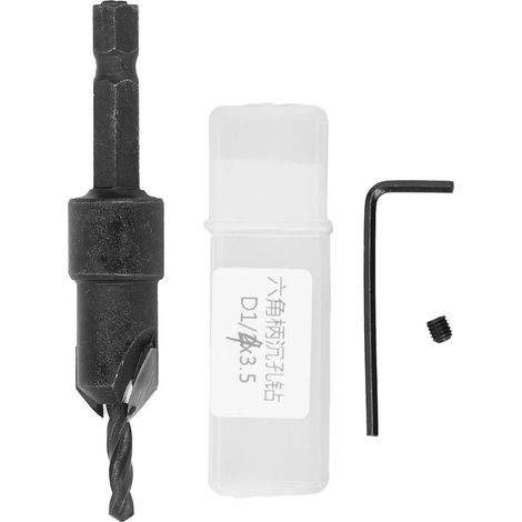 Mèche à fraiser 3,5 mm avec queue hexagonale 1/4, large rainure, pour perçage sur bois, noir (1/5)