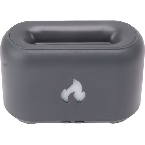Diffuseur de flamme 130 ml, humidificateur USB à effet flamme 3D ajouré avec 7 couleurs de lumière LED pour la maison, 5 V, gris foncé (1/5)