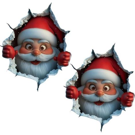 2PC Weihnachts-Wandaufkleber – Weihnachtsmann, der die Toilette kaputt macht, lustige und abnehmbare Dekorationen (1/5)