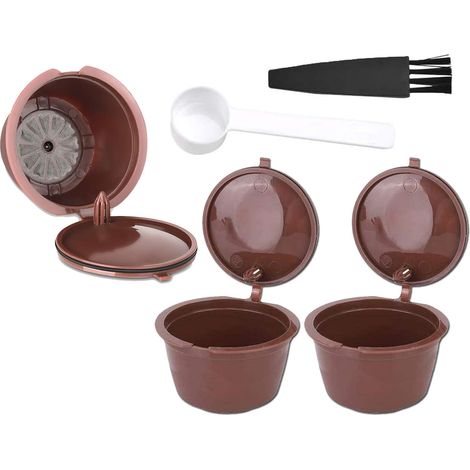 Capsules de café réutilisables Mini tamis à dosettes de café rechargeables (10 pièces avec brosse et cuillère) (1/5)