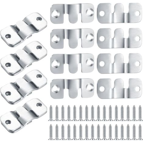 Set di 16 staffe di montaggio a incasso nascoste, robuste staffe di sospensione ad incastro, connettori per mobili, accessori da parete in acciaio inossidabile per appendere foto, specchi e display di