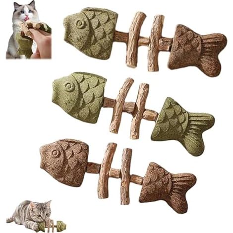 Générique Catnip and Silvervine Chew Toys for Cats, Natural Cat Chew Toy and Silvervine Catnips Teeth Cleaning Stick, Catnip Silvervines Chew for Kittens (A) (1/5)