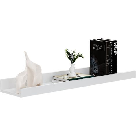 Étagère Murale Blanche 60 cm – Tablette Flottante Large Individuelle en MDF pour Livres, Déco & Cadres – pour Salon, Bureau, Cuisine (1/5)