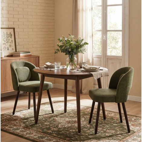 Sedie da pranzo 50,5x43x77,5 cm in legno verde scuro ergonomiche FloraGrace (1/5)