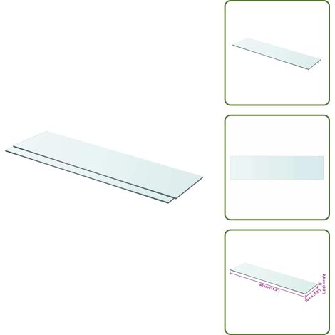 Panneaux d'étagère 2 pcs Verre Transparent 80 x 20 cm - Etagere Murale - Étagère Transparente - Étagère Verre Trempé - Décoration Murale - Rangement Mural (1/5)