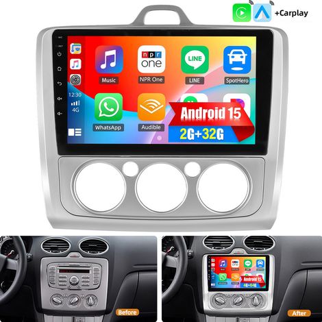 Autoradio 32/64 Go avec Android 15, Apple CarPlay et navigation GPS pour Ford Focus MK2/MK II (2004-2011) - 2+32G (1/4)