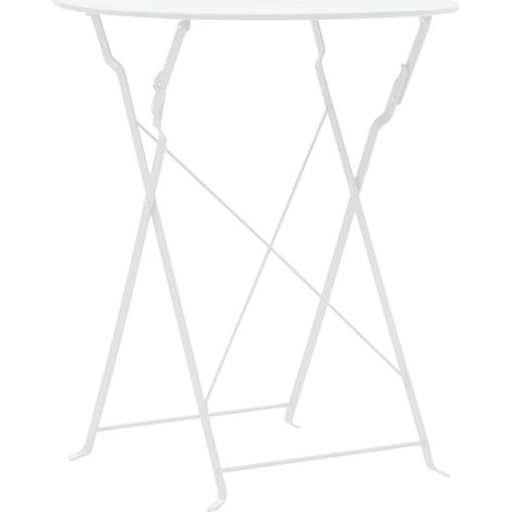 Ensemble Table + 2 chaises de bistro - Table à manger avec Chaises Acier Blanc BV565526 - BonneVie (1/5)