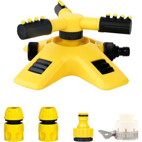 Arroseur rotatif automatique 360° – 3 modes de jet – Couverture large pour pelouses et jardins – Adaptateurs inclus (1/2)