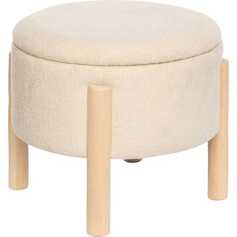 Tabouret Coffre Elki Blanc 45,5x37x45,5cm - Atmosphera créateur d'intérieur (1/5)