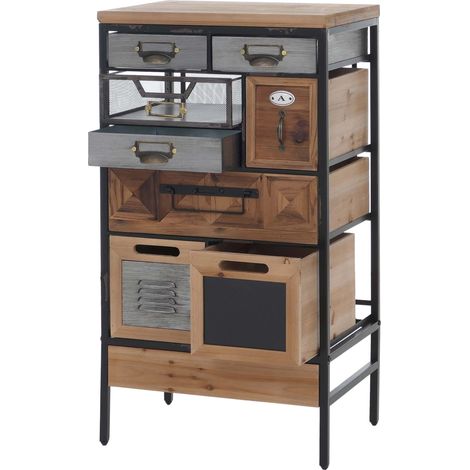 Apothekerkommode HHG-586, Schrank Kommode Schubladenmix Etikettenhalter Industrial Vintage/Shabby Holz Metall 85x45x35cm (1/5)
