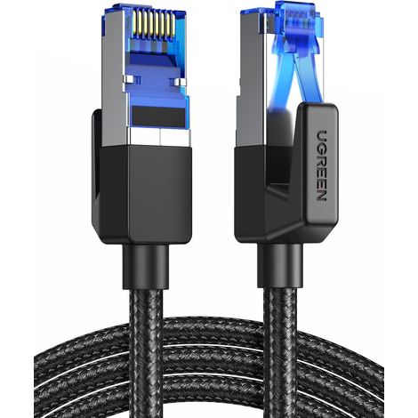 Cat 8 Câble Ethernet Réseau RJ45 Super Débit 40Gbps 2000MHz (1M) Nylon Tressé Double Blindage Compatible avec Routeur Switch Modem Décodeur TV Box Internet Xbox Console de Jeux PC (1/5)