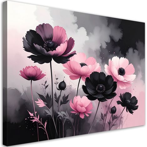 Stampe su Tela Fiori rosa su sfondo scuro in stile romantico 30x20 (1/5)