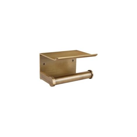 Porte-Papier hygiénique avec étagère, Support Mural pour Papier hygiénique avec étagère de Rangement, Autocollant 3M, Aluminium (Bronze Doré)-Crezuo