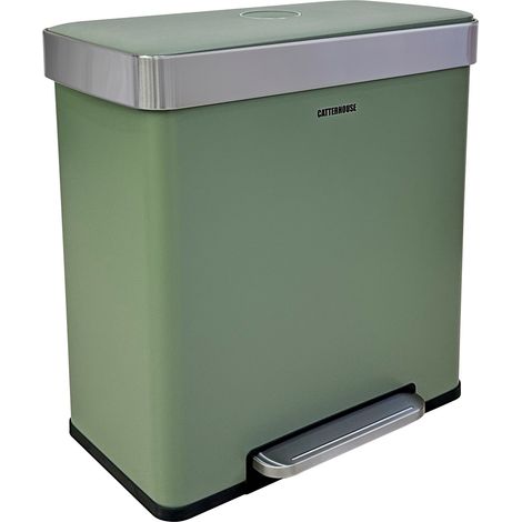 Cubo de Basura y Reciclaje CATTERHOUSE Planeta 60L 58x35,5x60 cm de Metal con Pedal, Cubos Extraíbles y Cierre Suave (1/5)