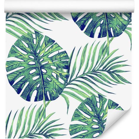 Papier peint à motifs de feuilles de plantes exotiques pour salon et chambre 50x1000 cm (1/5)