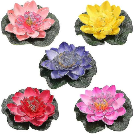 Lot de 5 nénuphars artificiels et lotus flottants (1/5)