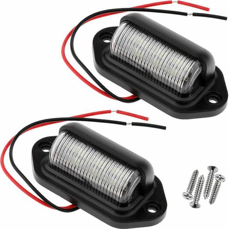 VURAHOME - 2 pièces universel rouge blanc 12V 24V feux de plaque d'immatriculation lampe bateau remorque RV camion (1/5)
