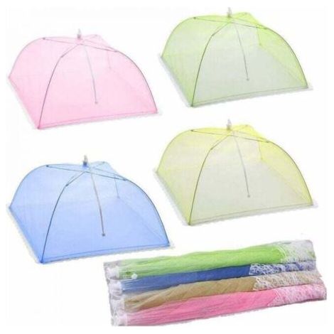 Stück Lebensmittelglocken/Insektenglocken/Lebensmittelzelte/zusammenklappbare Lebensmittelschirme aus Netzgewebe (rosa, grün, gelb, blau)