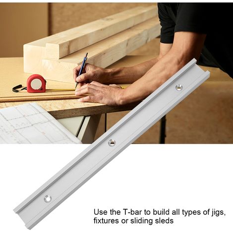 Barre coulissante non poreuse en alliage d'aluminium pour rainure en T et glissière à onglet, gabarit fixation menuiserie (500 mm) (1/5)