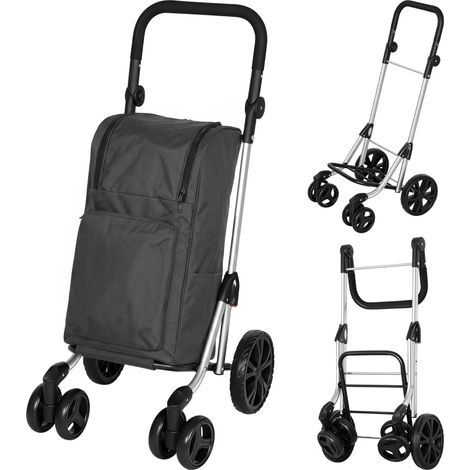 Klappbarer Einkaufstrolley 46 L mit Kühltasche, verstellbarer Griff, Aluminium, dunkelgrau (1/3)