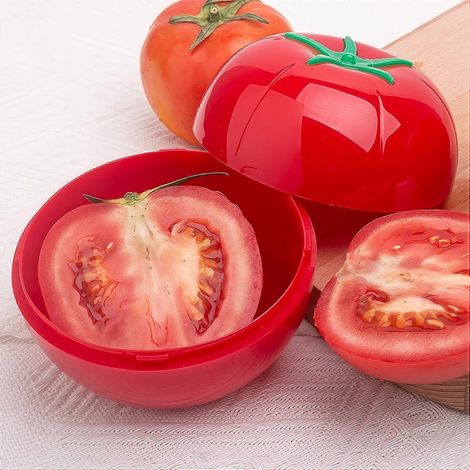 boîte de conservation en forme de fruit - Boîte transparente pour tomates, en plastique sans BPA, rouge (1/5)