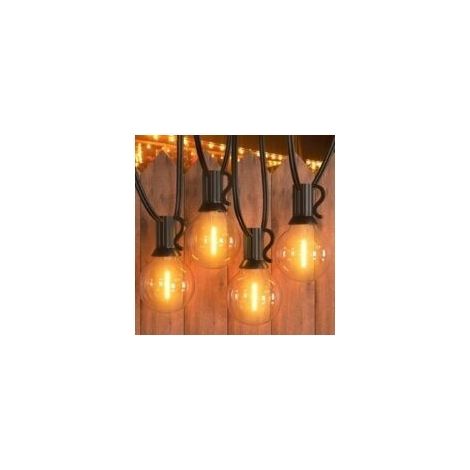 Guirnalda de luces exteriores de 9 m con 30 bombillas LED G40 y 2 bombillas LED G40, luces de cadena de bajo voltaje, impermeables, de luz blanca cálida para patios y bodas. - 3 (1/5)