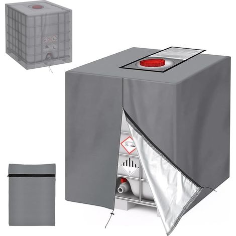 Bache pour Cuve 1000L, Housse Cuve Anti UV Imperméable, Anti-Poussière Bache de Reservoir d'eau, 210D Réservoir d'eau Couvercle, Couverture Container Réservoir IBC, Bouchon Cuve a Eau Bâche